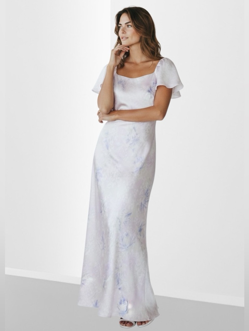 August Silk Intimates Floral 100% Silk Square-Neck Maxi Nightgown Dress Size M - Picture 7 of 7